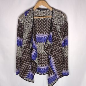 Violet b. Women's Bohemian Chevron Knit Open Front Duster Cardigan - S